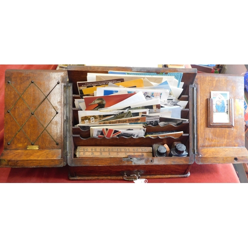 686 - Victorian writing chest made by S. Straker and Sons, 22 Leadenhall St. London. Comes with contents i... 