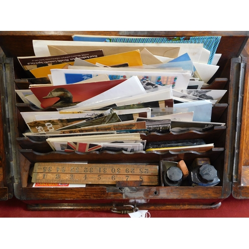 686 - Victorian writing chest made by S. Straker and Sons, 22 Leadenhall St. London. Comes with contents i... 