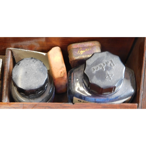 686 - Victorian writing chest made by S. Straker and Sons, 22 Leadenhall St. London. Comes with contents i... 