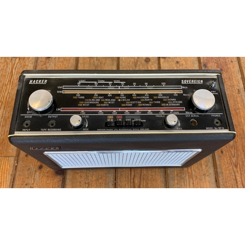 10 - VINTAGE TRANSISTOR RADIO. A very attractive Hacker 'Sovereign' portable transistor radio from the la... 