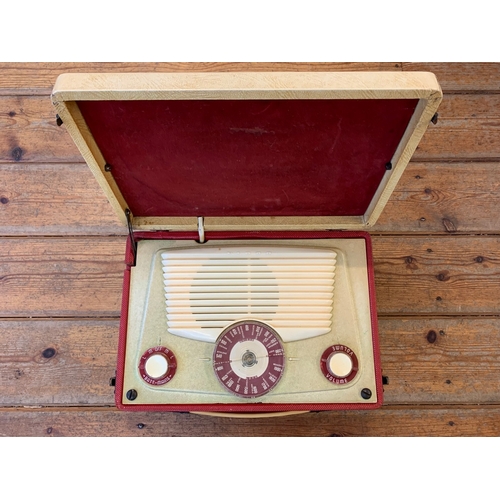 20 - 1950s Vintage Portable Radio. A 'My Lady Anne' CM430 Vidor valve radio. Red and cream bakelite and c... 