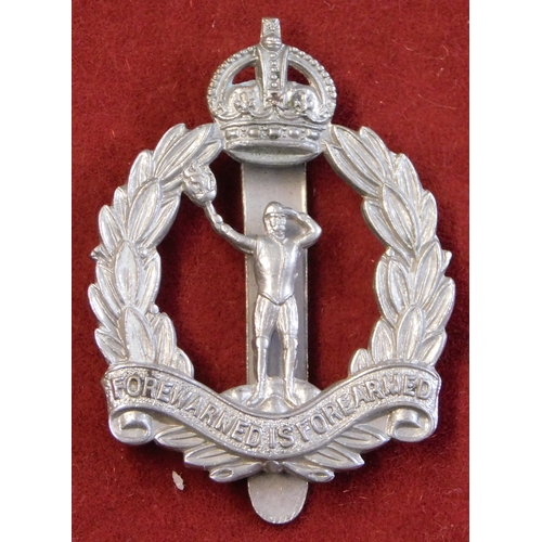 213 - British WWII Royal Observer Corps Cap Badge, chromed brass