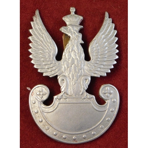 220 - Polish WWII Cap Badge, white metal and tabs