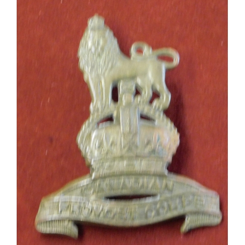 239 - British Commonwealth WWI/II Canadian Provost Corps Cap Badge, gilding metal with lugs