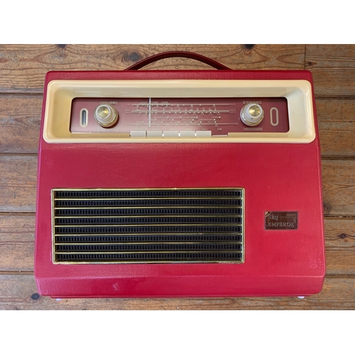 25 - Rare 1950s Valve Radio. A highly collectable Ever Ready 'Sky Emperor' valve radio, circa 1958. Red/c... 