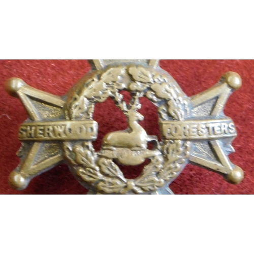 252 - Notts & Derby (Sherwood Foresters) Regiment, officers bronze collar badge, made by J.R. Gaunt London