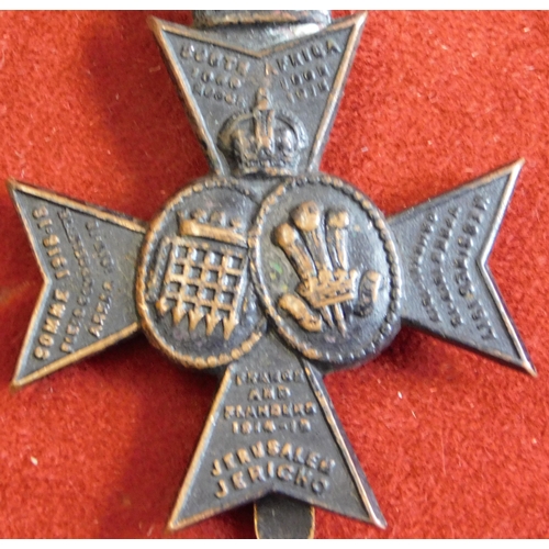 256 - British WWI 16th (County of London) Battalion (Queen's Westminster Rifles) Cap Badge, blackened bron... 