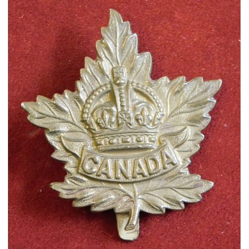 260 - British Commonwealth WWI Canadian Expeditionary Force Cap Badge, gilding metal with slider