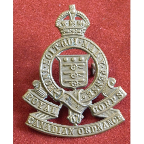 266 - British Commonwealth WWII Royal Canadian Ordnance Corps, gilding metal with lugs