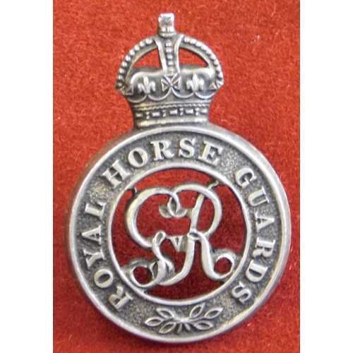 279 - British WWI The Royal Horse Guards Cap Badge, white metal with lugs