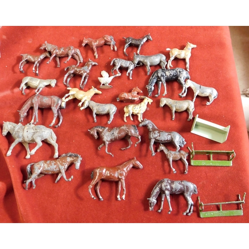 341 - Britains / Johillco - Collection of lead farm animals (approx. x28 items). Mostly Horses with Donkey... 