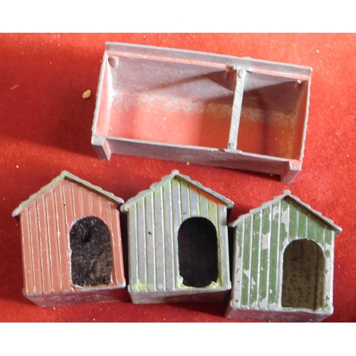 349 - Britains / Johillco (and other makes) - Collection of lead / metal farm Shelters. Pens, Bee Hives, K... 