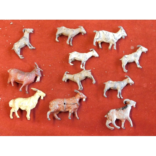 358 - Britains (and other makes) Lead Farm Animals. Mostly Goats. Approx 11 items. With paint loss and dam... 