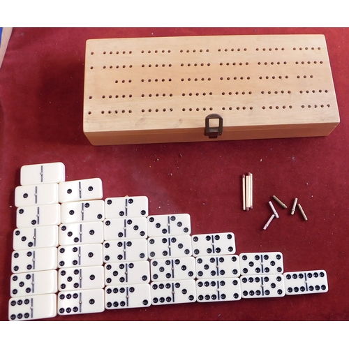 366 - Domino Set. Wooden with counter. Very clean, good quality