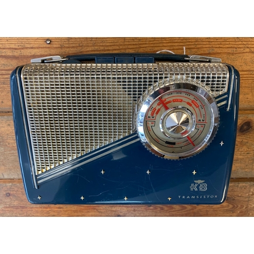 37 - KB Starlight Rhapsody portable transistor radio, made in the 1960s with a blue and chromed plastic c... 