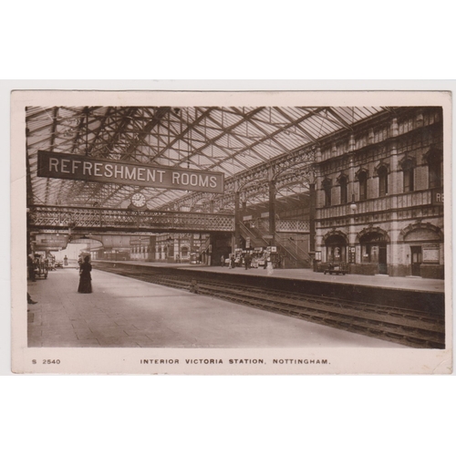 370 - Postcard - Nottingham Railway. Victoria Station. Fine Real Photo Postcard. S2540 Kingsway. Used Marc... 