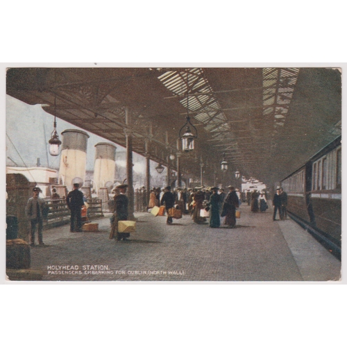 376 - Postcard - Holyhead - Holyhead Station. London & North Western Railway Company postcard. Early colou... 