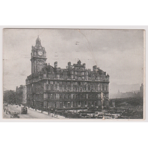 377 - Postcard - Edinburgh North British Station Hotel. Some creases. Used 1910.