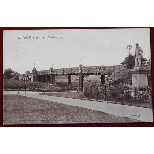 380 - Postcards - Nottingham (x6). St Peters Church, tram etc. used 1920. Wilford Bridge used 1913. Univer... 