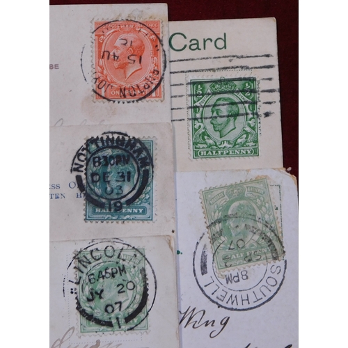 381 - Postcards - Nottingham (x5). The Market (snow) used 1903. Queens Walk used 1918, Trent Bridge used 1... 