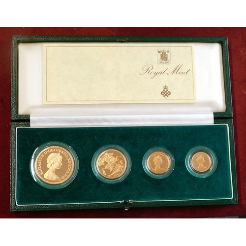 501 - Great Britian 1980 Gold Proof set including £5, £2, Sovereign and Half Sovereign in Royal Mint Case ... 