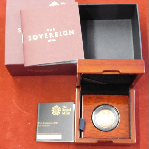 503 - Great Britian Gold 2015 Proof Sovereign in Royal Mint Box with Certificate