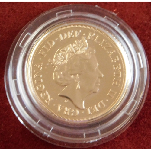 505 - Great Britian Gold 2016 Sovereign - The 90th Birthday of Her Majesty The Queen, BUNC in Royal Mint B... 