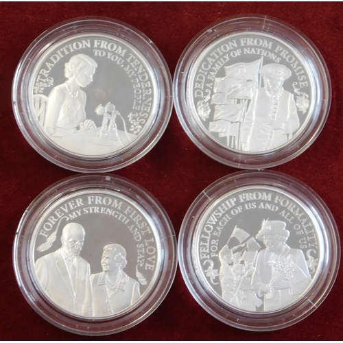 506 - Great Britain 2016 90th Birthday of Her Majesty The Queen, Silver Proof four coin set in Royal mint ... 