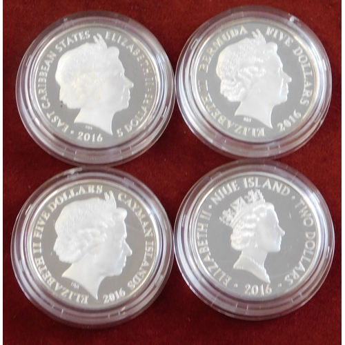 506 - Great Britain 2016 90th Birthday of Her Majesty The Queen, Silver Proof four coin set in Royal mint ... 