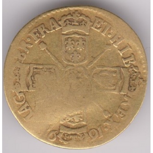 647 - Great Britain Gold 1690 William III Half Guinea, fair / near fine