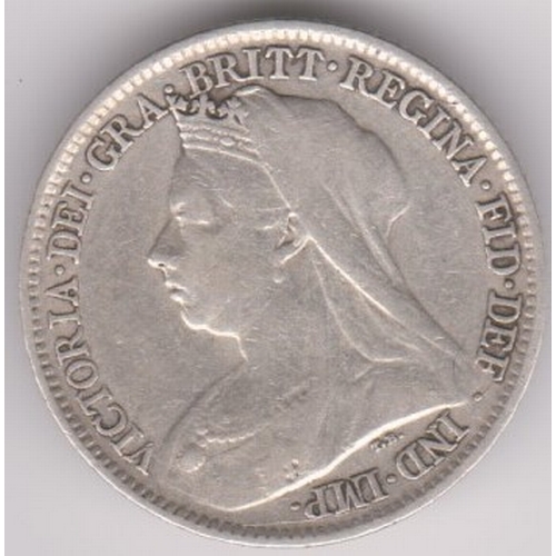 648 - Great Britain 1901 Victoria Silver Sixpence (last year issued), GVF