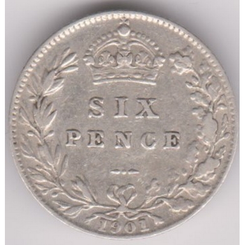 648 - Great Britain 1901 Victoria Silver Sixpence (last year issued), GVF