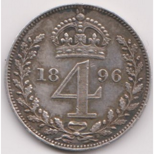 657 - Great Britain 1896 Maundy Fourpence, GVF+