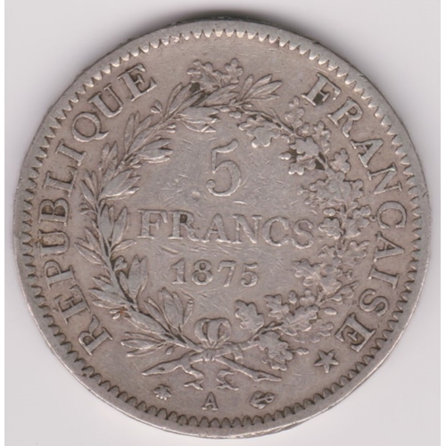 675 - France 1875A, 5 Francs, KM639, good fine / NVF