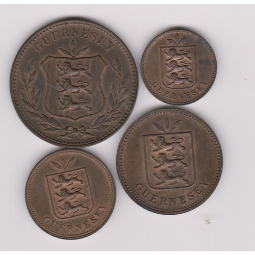 682 - Guernsey 1889 1 Double, 4 Doubles and 8 Doubles, all GVF or better with lustre (4)