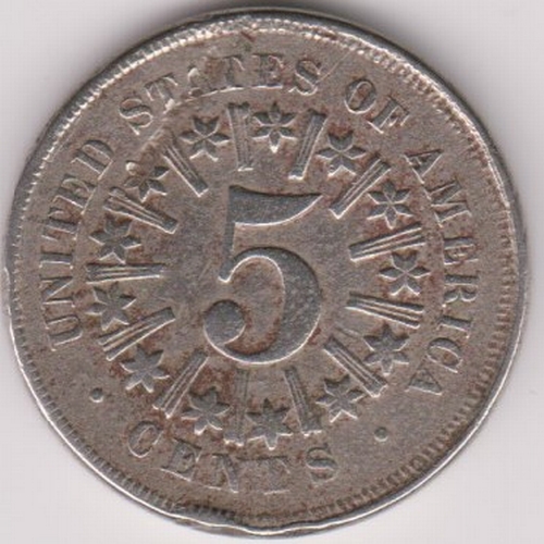 701 - USA 1866 Nickel 5 Cents with rays, AVF