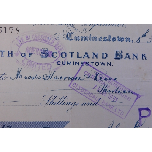 715 - North of Scotland Bank Limited, Cuminestown Branch - 1931 Alexander Ponter, Baker and Confectioner u... 