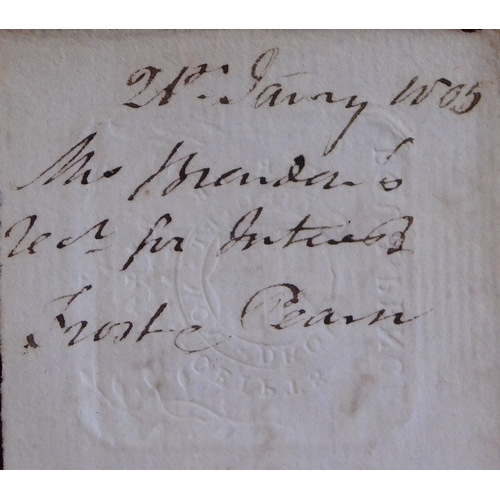 738 - 1885 Tax embossed receipt for Ten Pounds interest of two hundred pounds due on a Bond.