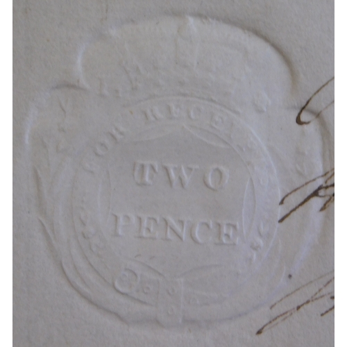 739 - 1827 Income Tax Embossed Receipt (Two Pence) on an Annuity