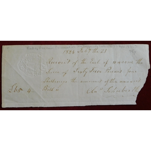 748 - 1824 Embossed Tax Receipt (Sixpence) to the Earl of Ancrom