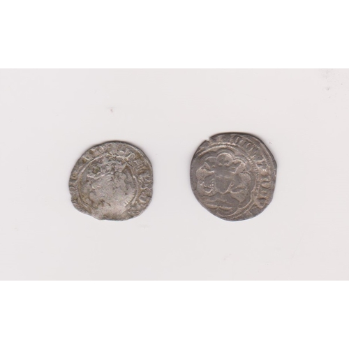 524 - Edward III Half Groat London, struck off centre (obverse) and clipped, together with half Groat of H... 