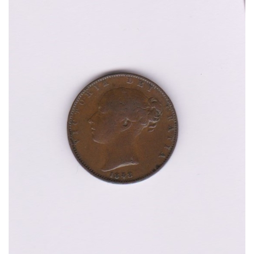 575 - Great Britain 1848 Victoria Farthing, AVF