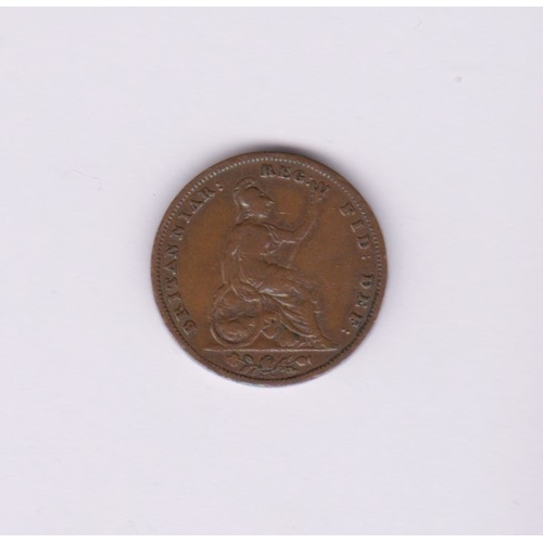 580 - Great Britain 1859 Victoria Farthing, GVF, slight bend