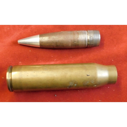 165 - French or  Belgian 30mm Cannon Practice Round, stamped 