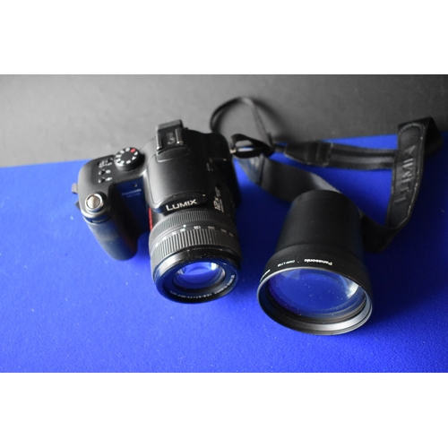 308 - Camera - Panasonic DMC-F230 Lumix 12x optical zoom, 35mm equiv 35-420, in carrying case, Teleconvers... 