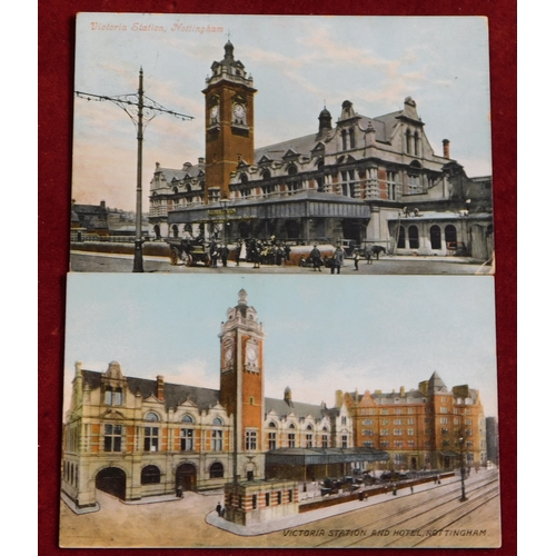 379 - Postcards - Nottingham Victoria Station (x5 postcards). Used 1902, 1904, 1905 and two unused.