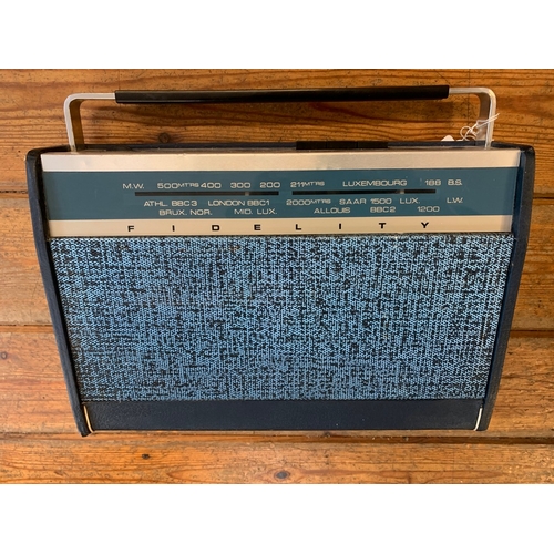 38 - Fidelity Rad 11 Transistor Radio. Blue with chromed trim, made in the 1960s. Good condition, unteste... 