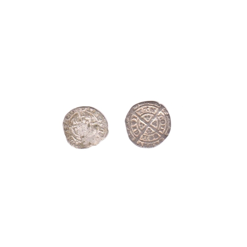 524 - Edward III Half Groat London, struck off centre (obverse) and clipped, together with half Groat of H... 