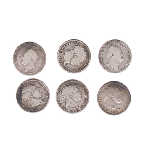 559 - Great Britain Shilling 1816, 1817, 1819, 1820, 1826 and 1835. Fine to good fine (6)