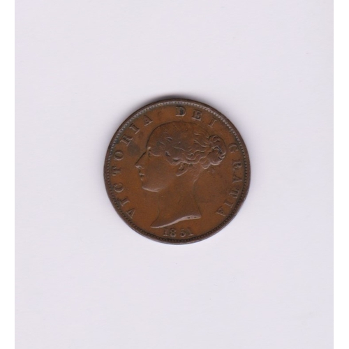 614 - Great Britain 1851 Victoria Halfpenny, AVF